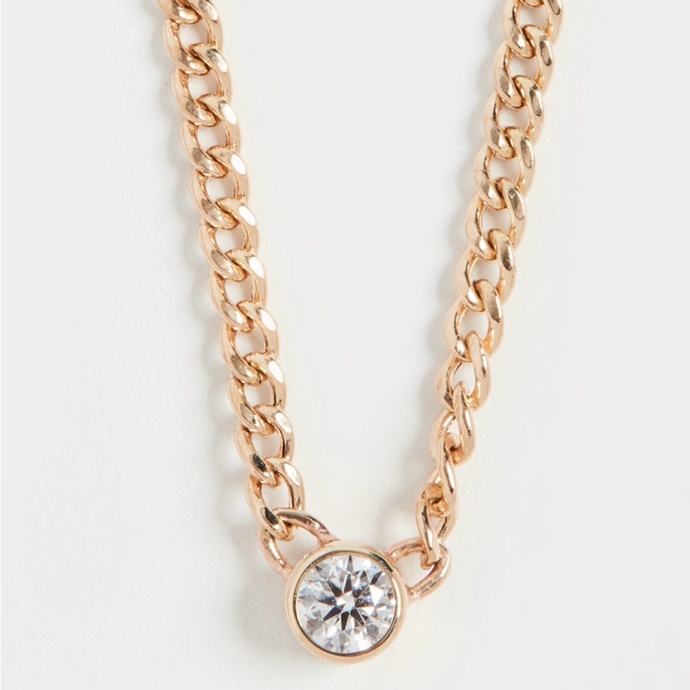 Zoe chicco 14k X Small curb chain diamond bezel necklace